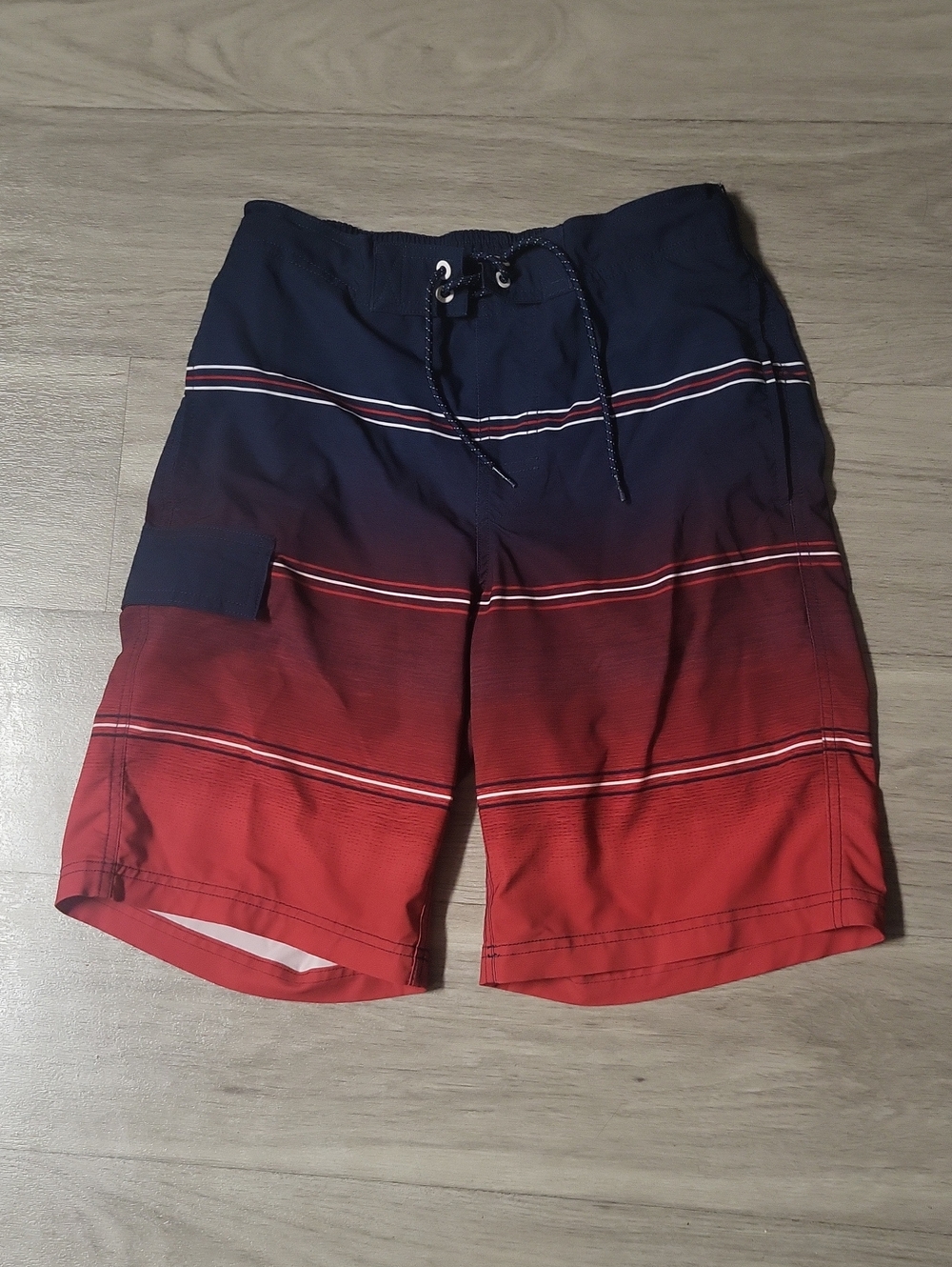 George Navy & Red Ombre Striped Swim Shorts